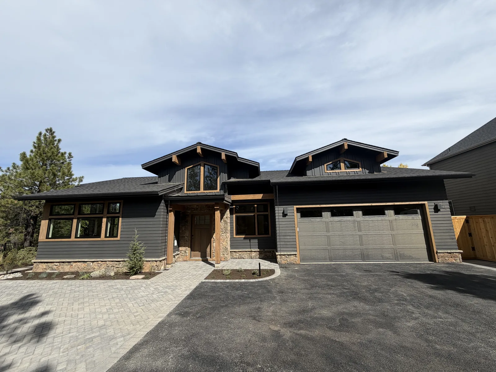 Completed craftsman home with stone and cedar details